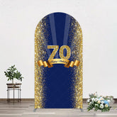 Lofaris Navy Blue Gold Glitter 70th Birthday Arch Backdrop